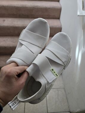 adidas women adidas nmd r1 Women’s White Slip-On Strap Sneakers